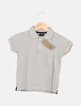 COTTON SEAL Polo gris manga corta logo bordado