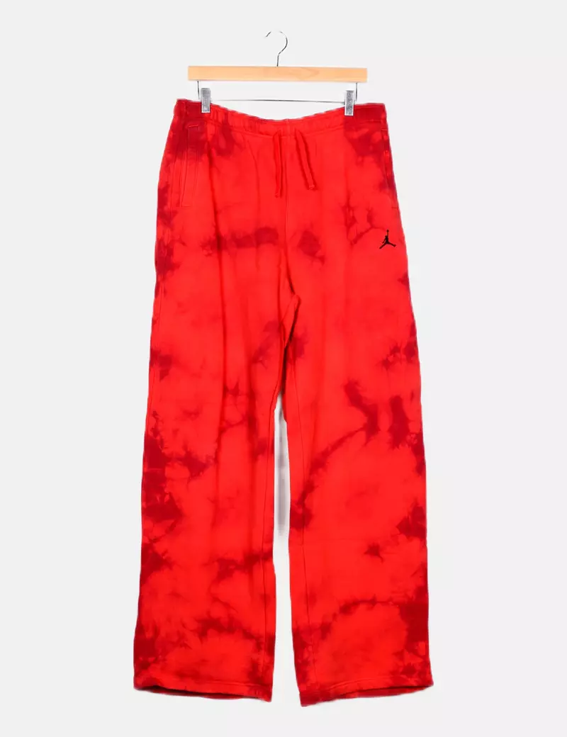 Jordan Pantalón ancho rojo felpa tie dye