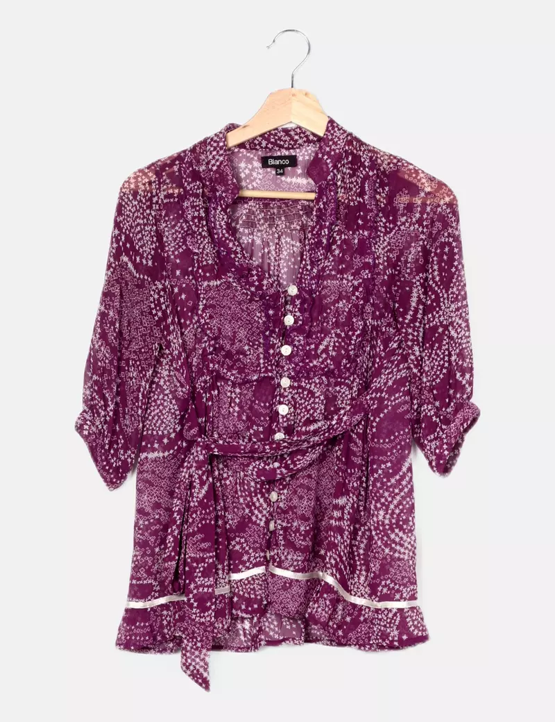 Suiteblanco - Blanco Blusa morada estampada