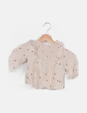 Zara Blusa beige estampado mariquitas